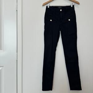Isabel Marant black mid-rise skinny jeans button flap pockets FR 36 US small